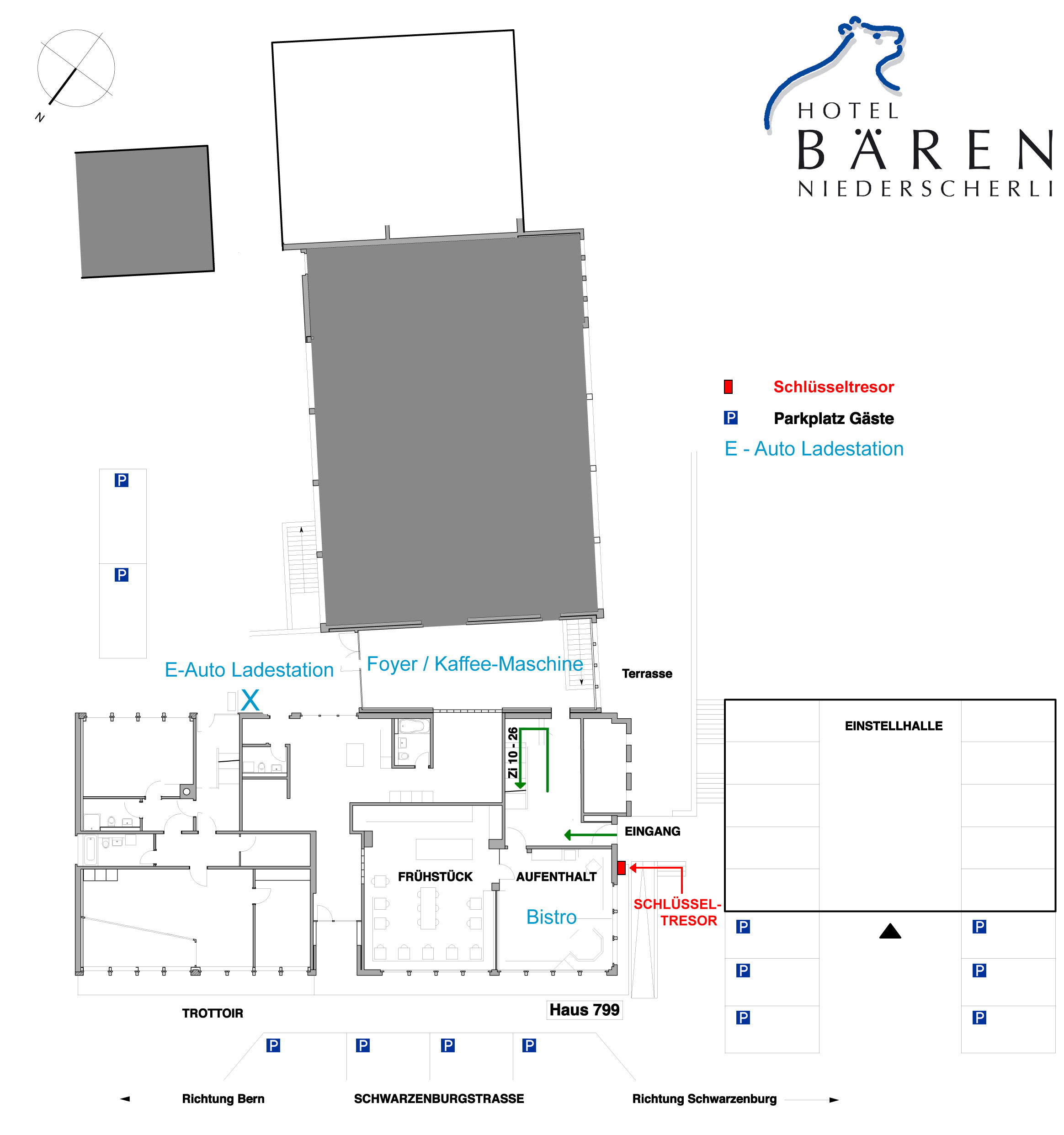 Situationsplan Hotel, PP, Wohnungen